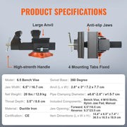 Load image into Gallery viewer, Amocart Bench Vise 4.5" 6" 6.5" Multipurpose with Swivel Base Anvil Heavy Duty Cast Iron for Drilling, Conduit Cutting, Sanding
