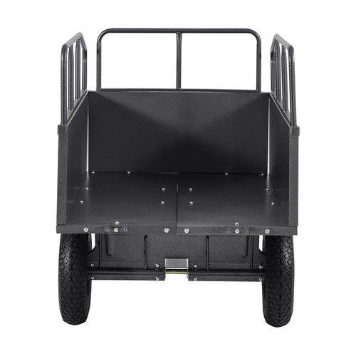 SucceBuy Garden Utility Trailer 17Cu.Ft&600lbs Capacity ATV UTV Trailer Tow Behind Steel Dump Cart with 16