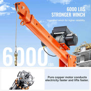 Load image into Gallery viewer, SucceBuy 2200lbs Electric Hoist Truck Crane 360° Swivel Folding Bed Jib Crane with 6000 lbs Electric Winch for Lifting Goods

