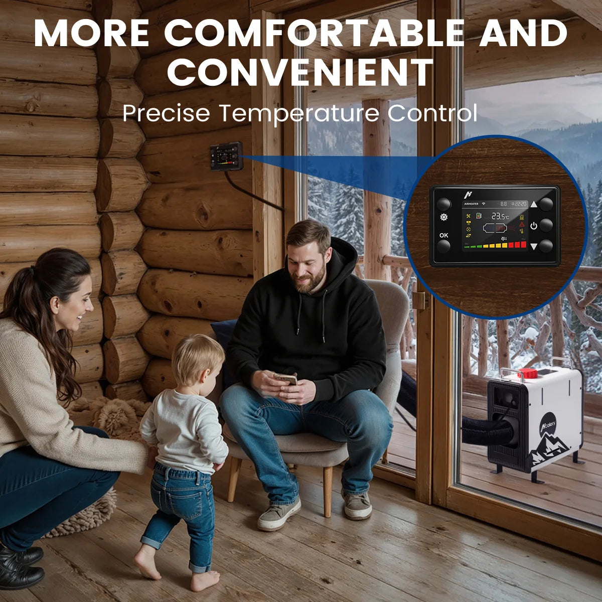 Hcalory HC2-S Diesel Air Heater 8KW 3.5L Built-in Tank Bluetooth Remote Thermostat DC12V/24V AC110-130V Portable Heating Unit for Camping Vehicle Amocart