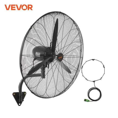 Amocart 4 Sizes Wall-Mount Misting Fan 3-speed IP44 Waterproof Oscillating Wall Fan Max. 9500 CFM Wall Mounted Fan for Home