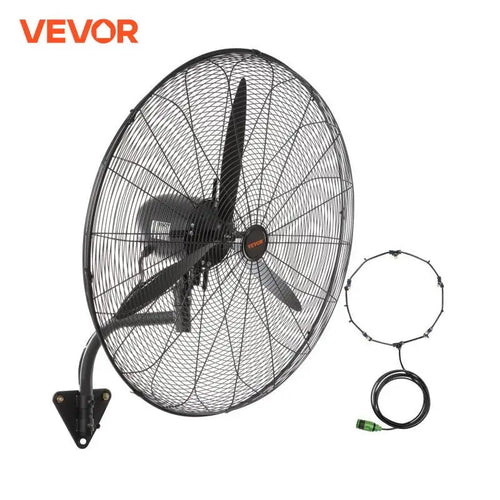 SucceBuy 4 Sizes Wall-Mount Misting Fan 3-speed IP44 Waterproof Oscillating Wall Fan Max. 9500 CFM Wall Mounted Fan for Home
