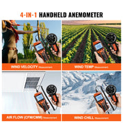 Load image into Gallery viewer, SucceBuy Handheld Anemometer LED Digital Wind Speed CFM Meter Gauge Measures Wind Velocity Wind Temperature Air Flow Wind Chill
