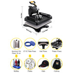 Amocart 5/8in1 15x15"/12x15"Dual-tube Heating Insulation Cotton Heat Press Sublimation Machine 360°Swing Design for Tshirts Etc