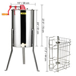 SucceBuy Manual Honey Stainless Steel Beekeep Extractor Honeycomb Drum Spinner with Lid Adjustable Apiary Centrifuge Equipment