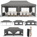 10x20ft Pop up  Tent w/6 Sidewalls Heavy Duty Wedding Party Tent Height Adjustable Large Commercial Gazebo  Sun Protection Shel