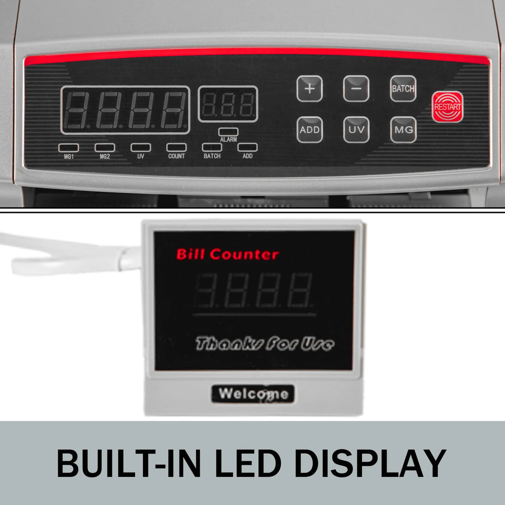 SucceBuy 1000Pcs/Min Money Counter Business Cash Register Euros Bills Fake Banknote Detector by UV & MG Function for Banks Shops
