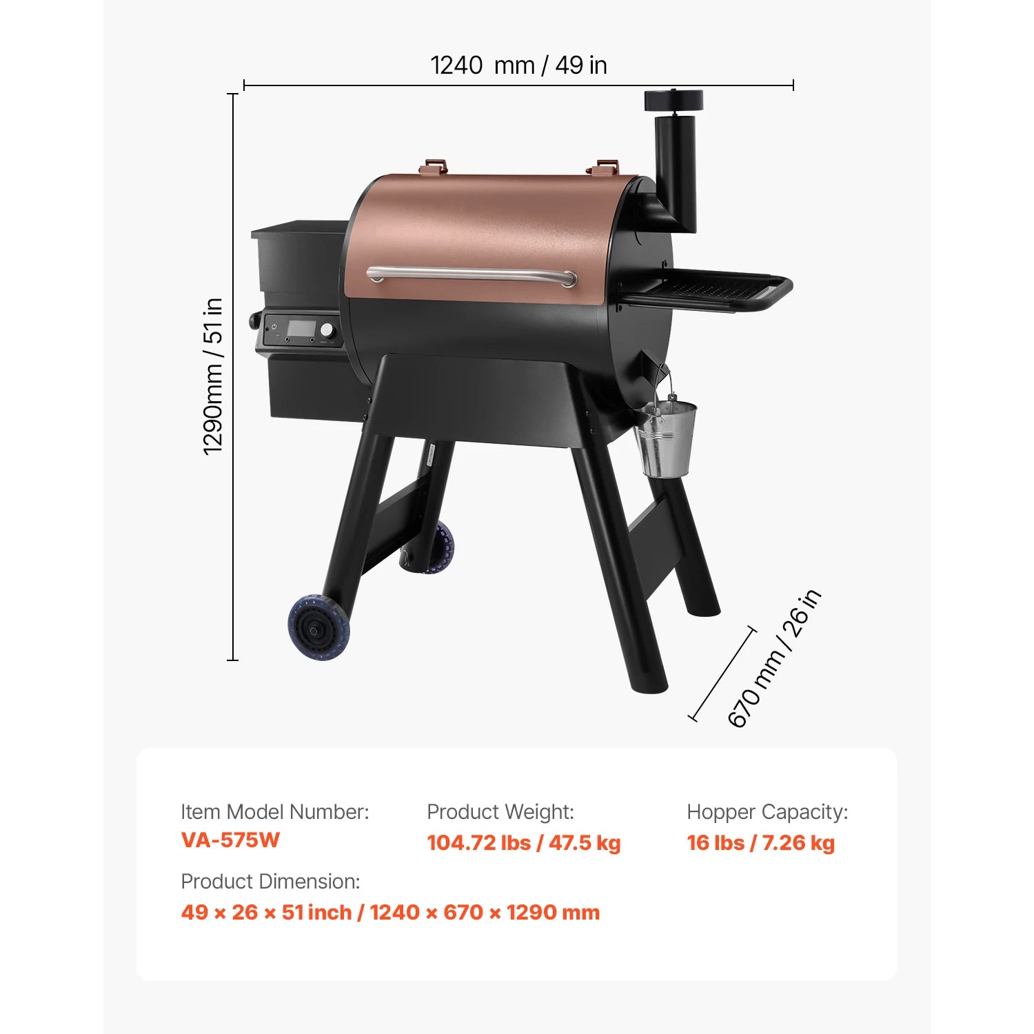 SucceBuy Wood Pellet Grill Smoker 8 in 1 BBQ Grills for Outdoor Cooking with Digital Controller Meat Probe 500°F Max Temperature