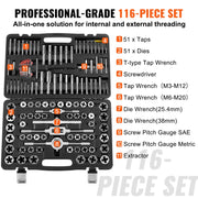 Load image into Gallery viewer, Amocart 116-Piece Tap and Die Set Include Metric and SAE Size Bearing Steel Taps and Dies Essential Threading Tool
