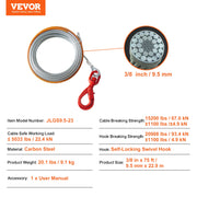 Load image into Gallery viewer, SucceBuy 50/75/100ft Galvanized Steel Winch Cable 3/8in Breaking Strength Wire Winch Rope for SUV Large Off-Road Vehicle - AMOCART
