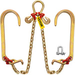 SucceBuy G80 V Bridle Chain 5/16" x 2' Towing Chain Bridle with 15" J & T & Grab Hooks Chain Bridle for Flatbed Truck Transport