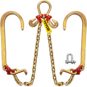 Load image into Gallery viewer, SucceBuy G80 V Bridle Chain 5/16" x 2' Towing Chain Bridle with 15" J &amp; T &amp; Grab Hooks Chain Bridle for Flatbed Truck Transport - AMOCART
