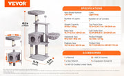 Load image into Gallery viewer, Amocart Cat Tree for Indoor Cats Cat Tower with Cat Condo Sisal Scratching Post HammockTop Perch Jumping Platforms Dark Grey
