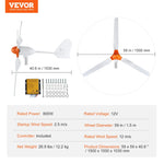 Amocart Wind Turbine Generator 12V 500W/800W Wind Turbine Kit Wind Power Generator with MPPT Controller Suitable for Home Farm