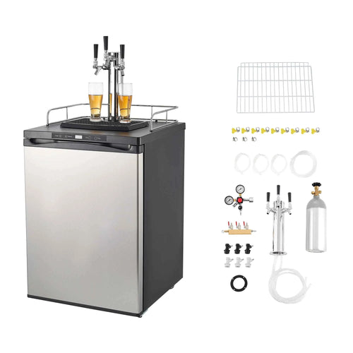 Amocart Beer Kegerator Triple/Dual Tap Home Draft Beer Dispenser for Ball Lock Full Size Keg Refrigerator w/ 5lbs CO2 Tank 162L