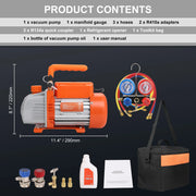 Bild in Galerie-Viewer laden, Amocart 3.5CFM 4CFM Single Stage Rotary Vane HVAC Air AC Vacuum Pump &amp; A/C Refrigerant Kit Manifold Gauge Set Air Conditioning
