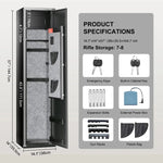 Amocart 3-8 Rifles Gun Safe with Digital Lock Gun Storage Cabinet Removable Shelf for Home Long Guns & Pistols