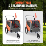 Amocart 66lbs Dog Bike Trailer2-in-1Pet Stroller Folding Cart Frame Bicycle Carrier with Wheels Universal Coupler for Dogs