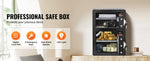 Amocart Single Door 4.0 cu.ft Safe Box w/ Key Lock Password & Fingerprint Safe Lock Box with Fireproof Bag Key Rack & LED Light