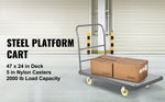 Amocart Platform Truck 2000lbs Capacity Steel flatbed Tool Cart 47" x 24" x 32" Flat Dolly Hand Trucks with 5" Nylon Casters