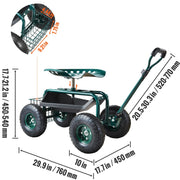 Load image into Gallery viewer, Amocart Garden Cart Rolling Workseat with Wheels Gardening Stool for Planting 360Degree Swivel Seat Wagon Scooter with Steering

