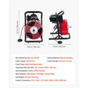 Load image into Gallery viewer, Amocart Drain Cleaner Machine 50 FT x 1/2 Inch Manual Feed Sewer Snake Auger with Air-Activated Foot Switch for 2" to 6" Pipes
