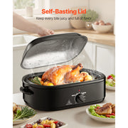 Charger l'image dans la visionneuse de galerie, Amocart Electric Roaster Oven 24 QT Turkey Roaster Oven with Self-Basting Lid 1450W Roaster Oven Defrost&amp;Warm Function black
