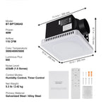 Amocart Bathroom Exhaust Fan 80/110CFM High-Efficiency Ventilation 1.5sones Low Noise Operation Energy-Saving Bathroom Ceiling