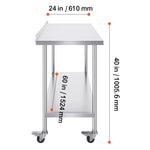 Amocart Stainless Steel Work Table Commercial Food Prep Worktable with Casters Heavy Duty Prep Worktable for Restaurant Home