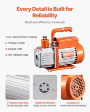 Load image into Gallery viewer, Amocart Vacuum Pump &amp; Oil Bottle 3.5CFM/4CFM/5CFM 1-Stage or 6CFM 9CFM 2-Stage, R134a R22 R410a Systems Conditioner Maintenance

