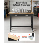 SucceBuy 48-inch Workbench 1500 lbs Capacity Garage Workbench with Drawer Storage & Wheels Workshop Bench on Wheels for Workshop