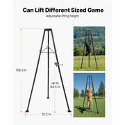 Bild in Galerie-Viewer laden, SucceBuy 500 lbs Tripod Deer Hoist Winch Lift with Gambrel &amp; Manual Winch Hunting Game Hoist for Cleaning Skinning and Moving
