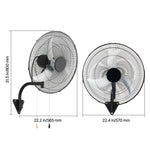Amocart Wall Mount Fan 18/20 in Wall Mounted Hanging Fan with IP44-rated Protection 3-Speed Long Airflow Distance for Industry
