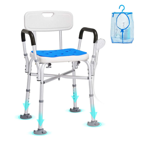 SucceBuy Shower Chair Adjustable Height Bench Bath Chair for Elderly Disabled Shower Chair for Inside Shower Bathtub 400/350lb
