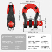 Load image into Gallery viewer, Amocart 2pcs 3/4" D-Ring Shackle U-Hook Loop Shackles with 7/8" Pin Isolators &amp; Washers for Jeep Off Road Vehicle Recovery
