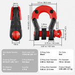 Amocart 2pcs 3/4" D-Ring Shackle U-Hook Loop Shackles with 7/8" Pin Isolators & Washers for Jeep Off Road Vehicle Recovery