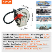 Load image into Gallery viewer, SucceBuy 33/50/66ft Fuel Hose Reel Extra Long Retractable Spring Driven Auto Swivel Rewind for Auto Repair Heavy Industries - AMOCART
