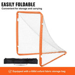 Amocart 4/6FT Lacrosse Goal Small Kids Folding Portable Iron Frame Backyard Training Equipment For Youth Training Orange