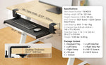 Amocart 26.8in Under Desk Keyboard Tray Slide in/out Ergonomic Universal Keyboard Tray No-Drilling C-Clamps Easy to Install