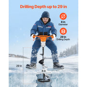 Load image into Gallery viewer, Amocart Electric Ice Auger Cold-Resistant 2 in 1 Cordless Ice Fishing Augers and Earth Auger with 8" Ices &amp; Earth Drill Bit
