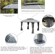 Load image into Gallery viewer, Aluminum Alloy Frame Outdoor Hard Roof Gazebo Heavy Duty Waterproof UV Resistant Anti Rust All Weather Metal Garden Gazebo
