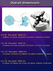 Load image into Gallery viewer, 80/100/125mm Precision 4-Jaw Self-Centering Lathe Chuck - Iron &amp; Steel Wide Clamping Range Automatic Centering for Machine Tools
