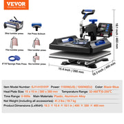Charger l'image dans la visionneuse de galerie, Amocart Heat Press Machine Heat Transfer Machine with 30 oz Tumbler Press 360° Swing Away Digital T-Shirt Pressing Coating
