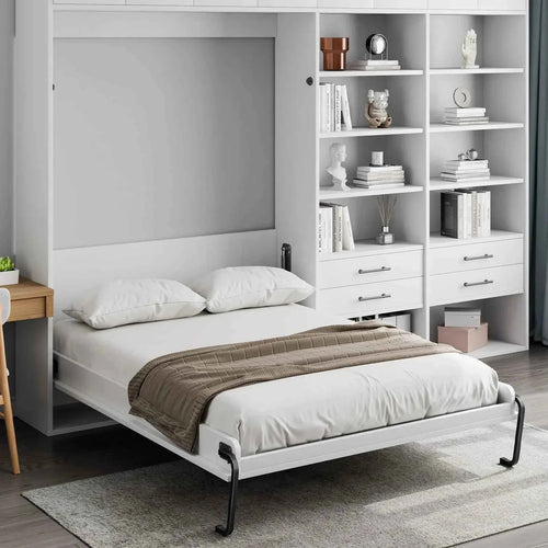 Amocart Murphy Bed Kit Full Size Vertical Deluxe DIY Wall Mechanical Hardware Pneumatic Lever Heavy Duty Frame for Guestroom