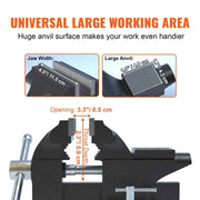 Bild in Galerie-Viewer laden, SucceBuy Bench Vise 4.5" 6" 6.5" Multipurpose, Swivel Base &amp; Anvil Heavy Duty Cast Iron for Drilling, Conduit Cutting, Sanding
