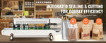 Amocart Continuous Bag Band Sealing Machine 6-12 mm Horizontal Band Sealer with Inflation Function for 0.02-0.8 mm Plastic Bags