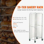 Amocart 20-Tier Sheet Bun Pan Rack Commercial Bakery Rack with Wheels Aluminum Racking Trolley for Kitchen Restaurant Cafeteria
