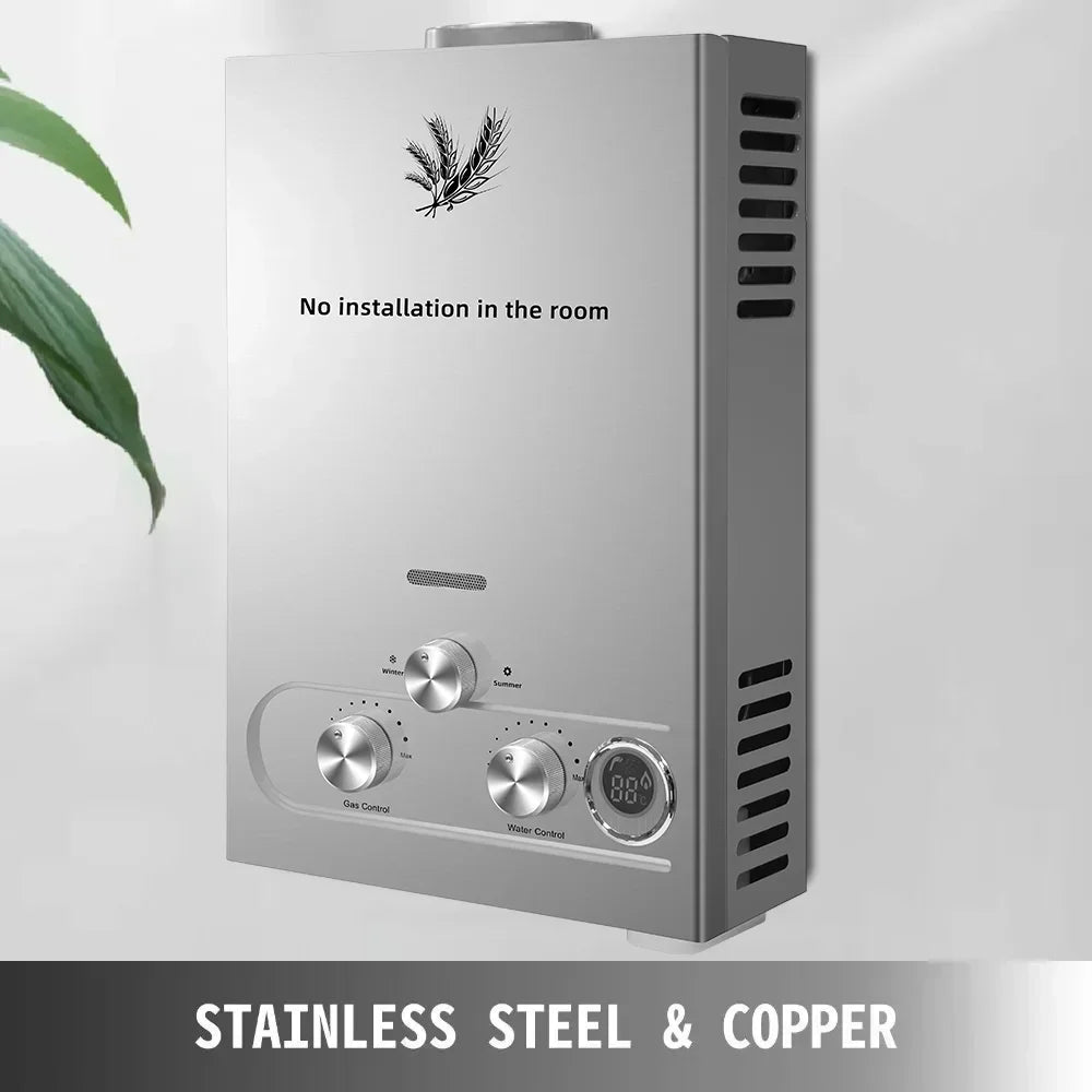 VEVOR LPG Water Heater 6L 8L 10L 12L 16L 18L Liquefied Petroleum Gas Propane Butane Stainless Steel Tankless Water Heater