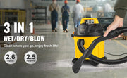 Bild in Galerie-Viewer laden, Amocart Wet Dry Vac 2.6 Gallon 2.5 Peak HP 3 in 1 Portable Shop Vacuum with Blowing Function  Attachment Storage for Floor
