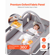 Load image into Gallery viewer, SucceBuy Baby Changing Table Foldable Diaper Change Station with 2 Fabric Drawers Side Basket &amp; Hanging Rod Adjustable Height
